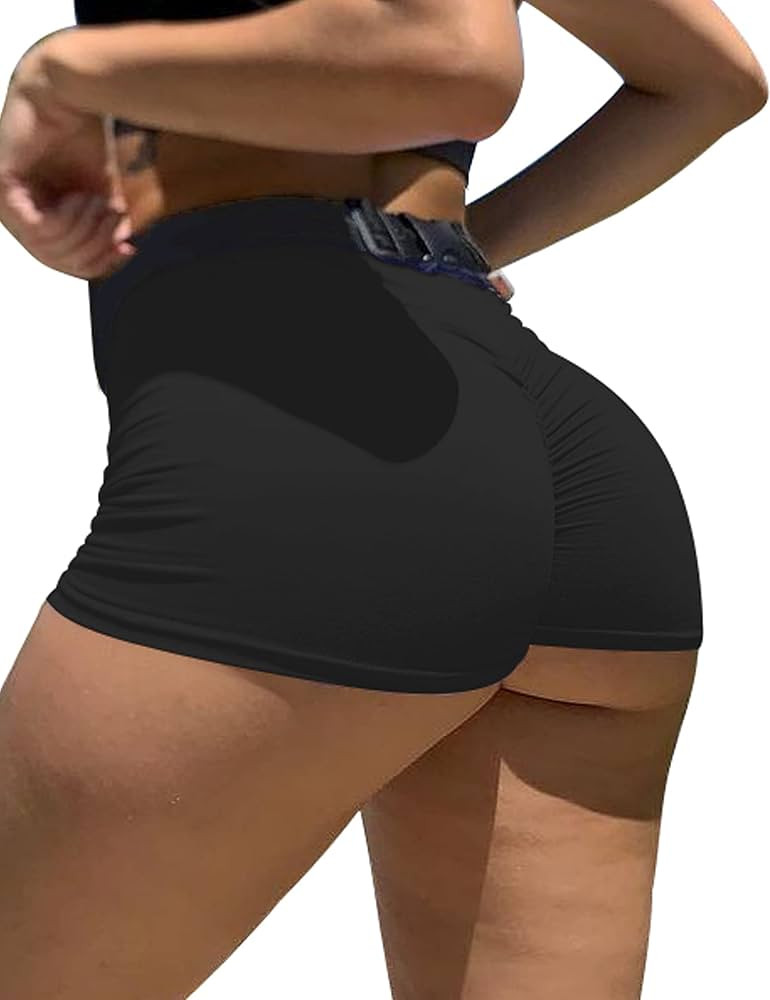 Mizoci Women's Sexy Gym Biker Booty Shorts High Waisted Ruched Workout Shorts | Amazon (US)