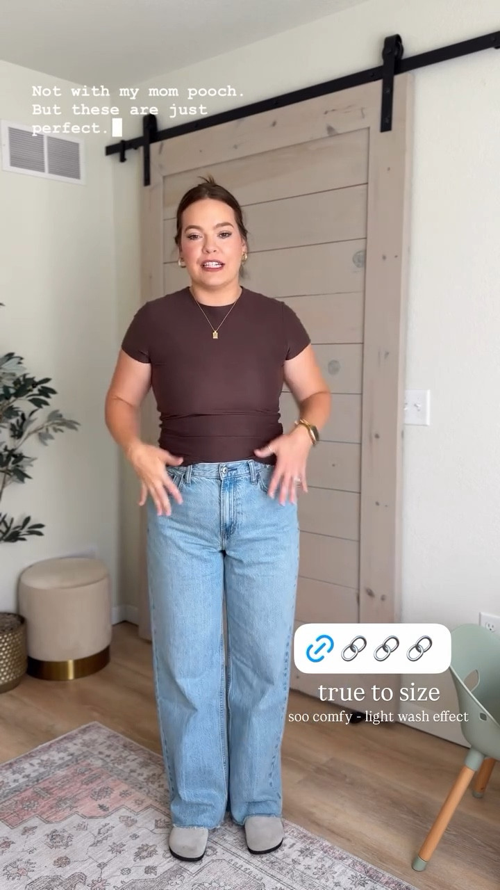 Love this loose jean in the high rise (they also have low rise) that works great with my mom pooch. True to size & soo comfy - light wash effect. Use stackable code DENIMAF for additional 20% off // Abercrombie jeans / mom jeans / high rise jeans / light wash denim 

#LTKSaleAlert #LTKFindsUnder100 #LTKMidsize
