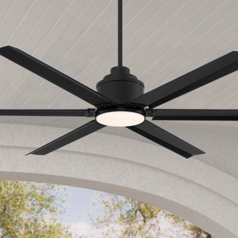 65" Ultra Breeze Matte Black LED Wet Rated Ceiling Fan with Remote - #486E1 | Lamps Plus | Lamps Plus