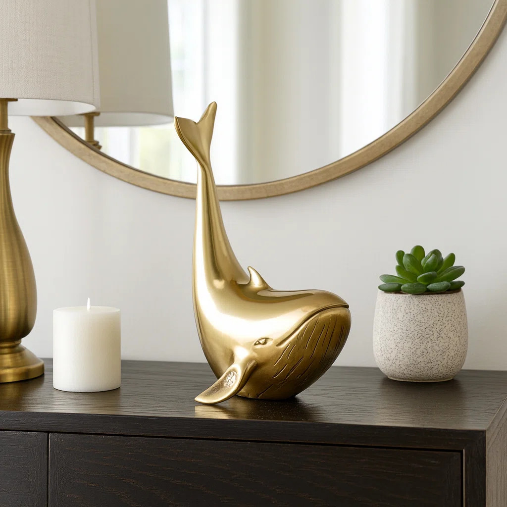 Ornamental Whale Statue Sculpture For Home Decor - Ocean-Inspired Decorative Objects Figurine For... | Wayfair North America