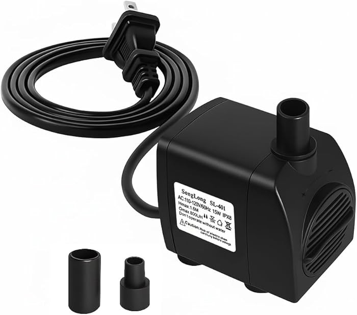 Submersible Pump 200GPH (800 L/H 15W) Ultra Quiet with Over Heating Protection 5.2ft High Lift fo... | Amazon (US)