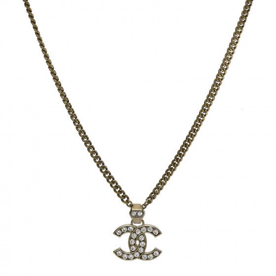 Crystal CC Pendant Necklace Gold | Fashionphile