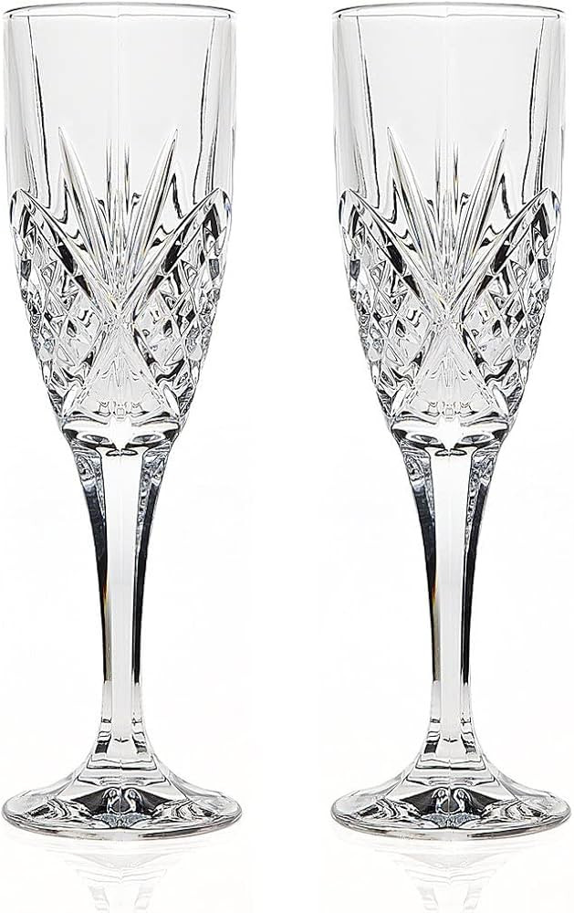 Godinger Silver Art Dublin Non-leaded Crystal Barware Champagne Flutes Glasses, Set of 2 | Amazon (US)