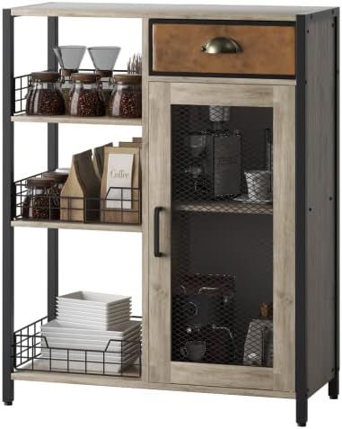 Hencawima Coffee Bar Cabinet Buffet Sideboard Cabinet with Storage Drawer Adjustable Shelf Coffee... | Amazon (US)