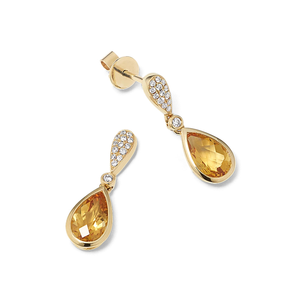 Zareen Citrine & Diamond Drop Earrings | Shane Co