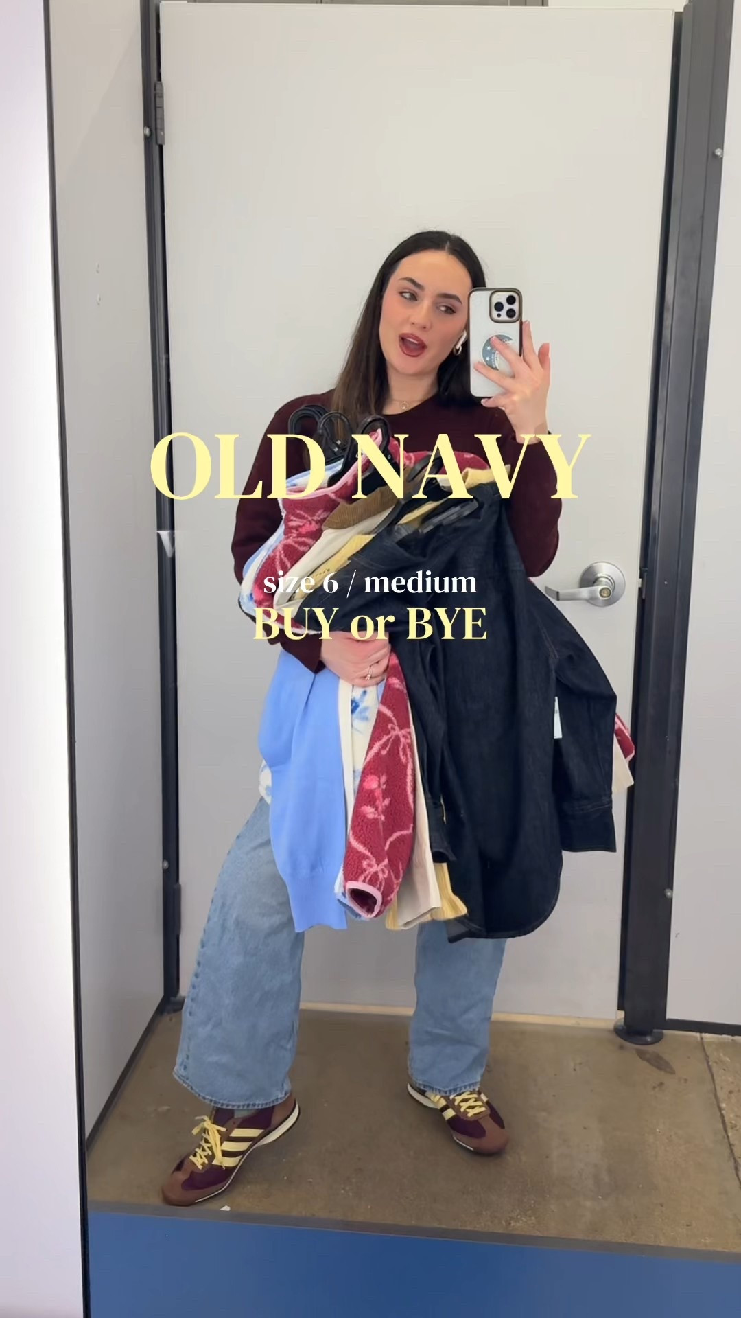 Old Navy with the Love Shack Fancy pullover®e linked everything on ShopMy and LTK
1. Barn jacket- large, my store was sold out of medium & the small was so much shorter. Medium or large would work for me
2. Denim button down- medium, very oversized & a thick material, didn't feel cheap at all
3. Yellow sweater- large, sized up for a looser fit
4 & 5 . Blue floral shearling/pink shearling- medium, baggy. Not too short or long!
6. Blue collared shirt- medium, true to size