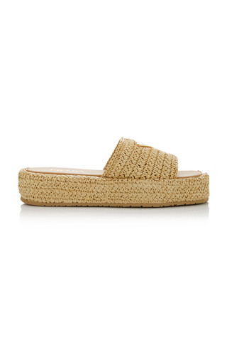 Logo-Detailed Raffia Slide Sandal | Moda Operandi (Global)