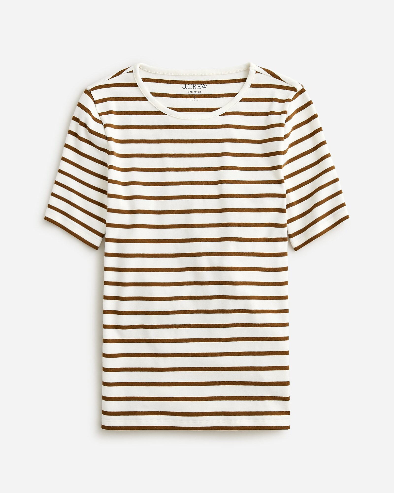 Perfect-fit elbow-sleeve T-shirt in stripe | J. Crew US