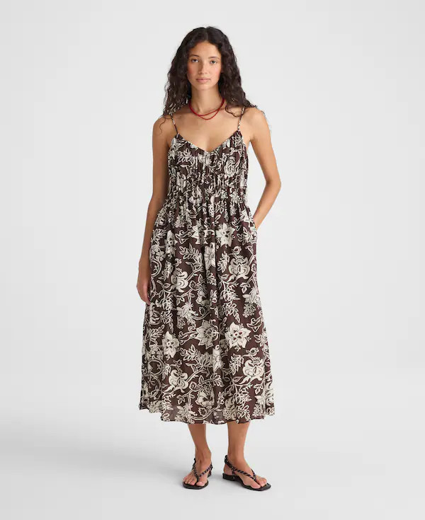 Ruched V-Neck Sleeveless Maxi Dress | Madewell