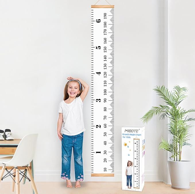 MIBOTE Baby Growth Chart Handing Ruler Wall Decor for Kids, Canvas Removable Growth Height Chart ... | Amazon (US)
