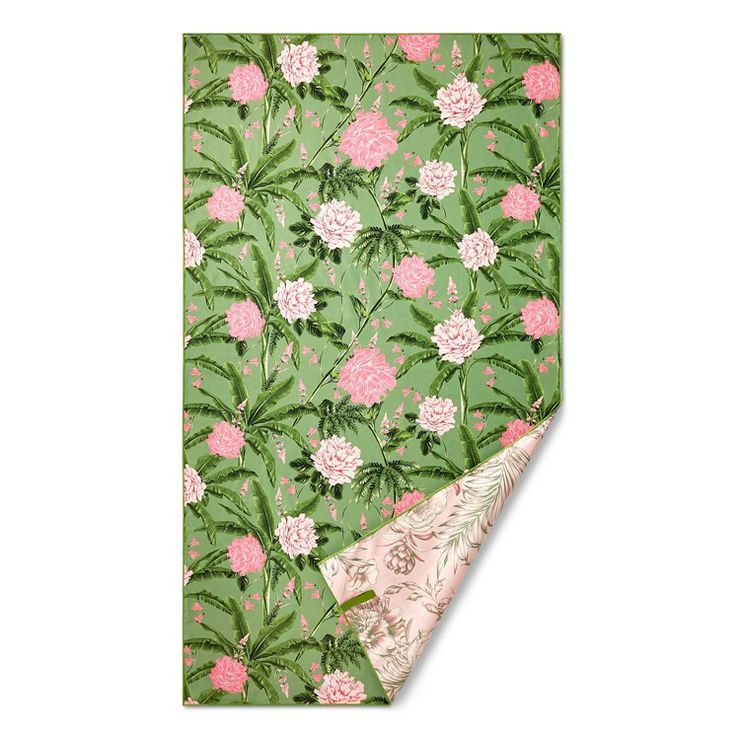 72"x40" Peony Print/Romantic Floral Print Microfiber Beach Towel Olive/Pink/Blush - Agua Bendita ... | Target