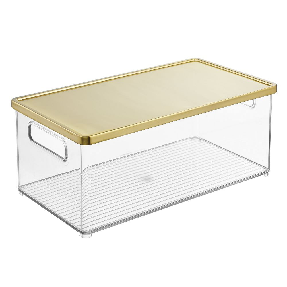 MDesign Clear Bins W/ Brass Lids (Set Of 2) | West Elm (US)