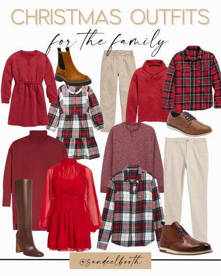 christmas outfits for the whole family / christmas looks / holiday fashion / christmas pictures outfits / red dresses / plaid dresses / plaid flannels / red sweaters / brown boots / mens dress shoes 

#LTKfamily #LTKSeasonal #LTKHoliday