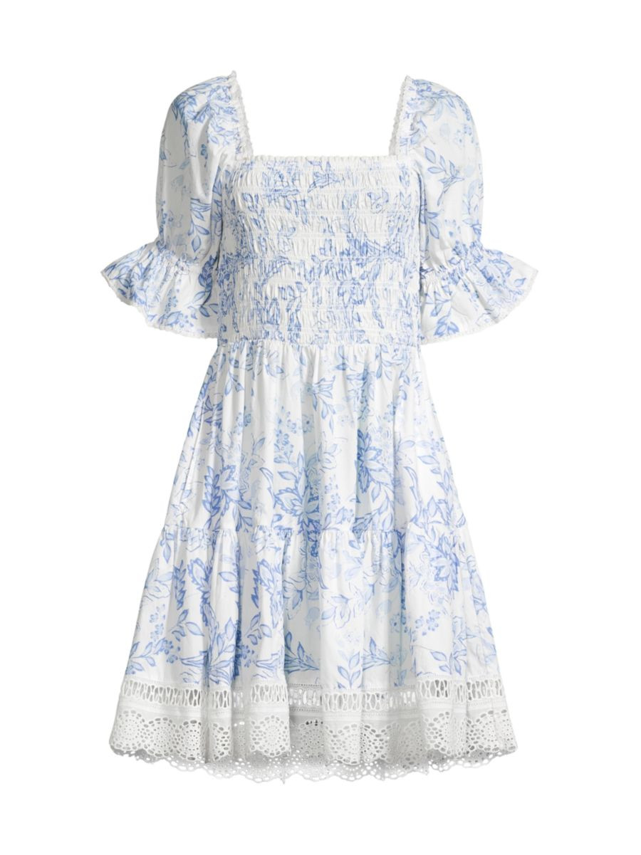 Smocked Floral Lace Dress | Saks Fifth Avenue
