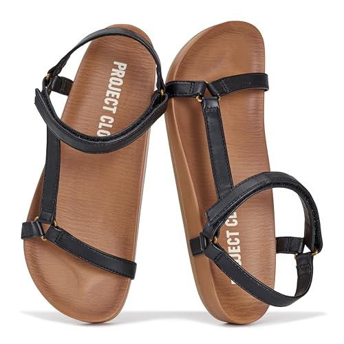 Project Cloud Sandals for Women 2026 - Strappy Adjustable Womens Sandals with Plush Insole - Lightweight & Non Slip Women Footwear - Everyday Wear Womens Slides (Brandy,BLK,7.5) | Amazon (US)