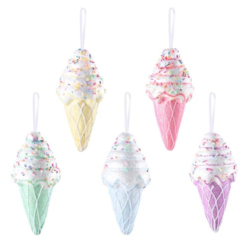 Macaron Color Dessert Ice Cream Pendant Set - 5pcs Christmas Tree Hanging Candy Gift for Xmas, New Year, Birthday Parties | Amazon (US)