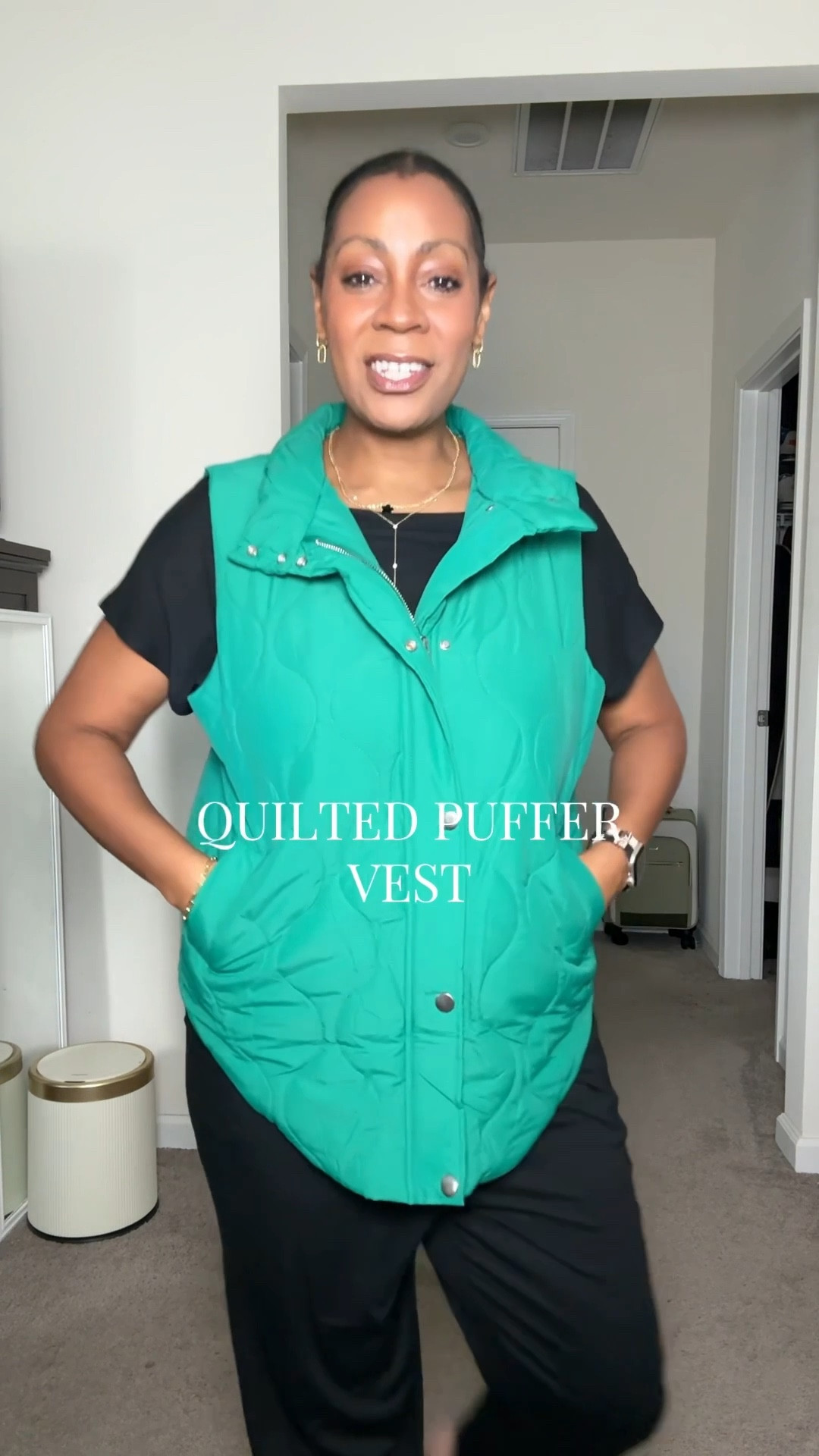 Quilted puffer vest for spring 
Super stretchy jumpsuit 

Amazon fashion, Amazon style, spring outfit, casual outfit, spring fashion, Amazon finds, Amazon jewelry 

#LTKMidsize #LTKootd #LTKOver40