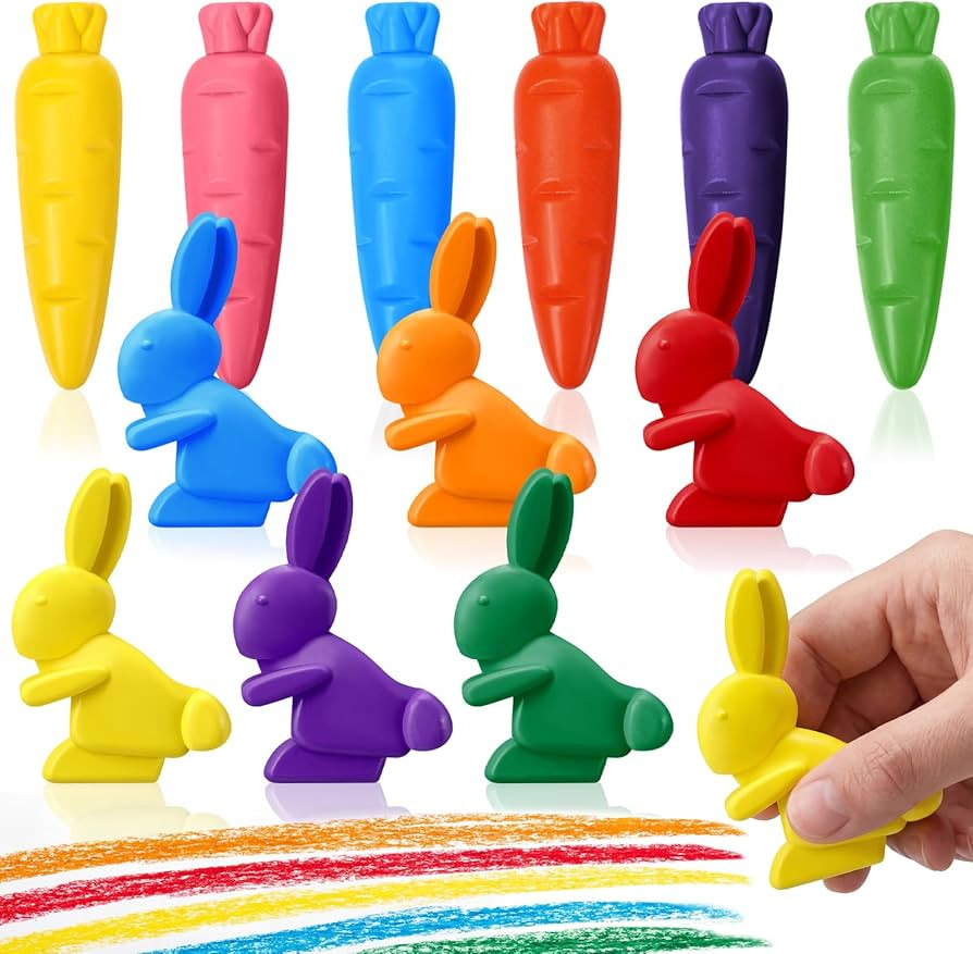 Marspark 12 Pcs Easter Crayons Bulk Colorful Bunny Carrot Crayon Easter Basket Stuffers Washable ... | Amazon (US)