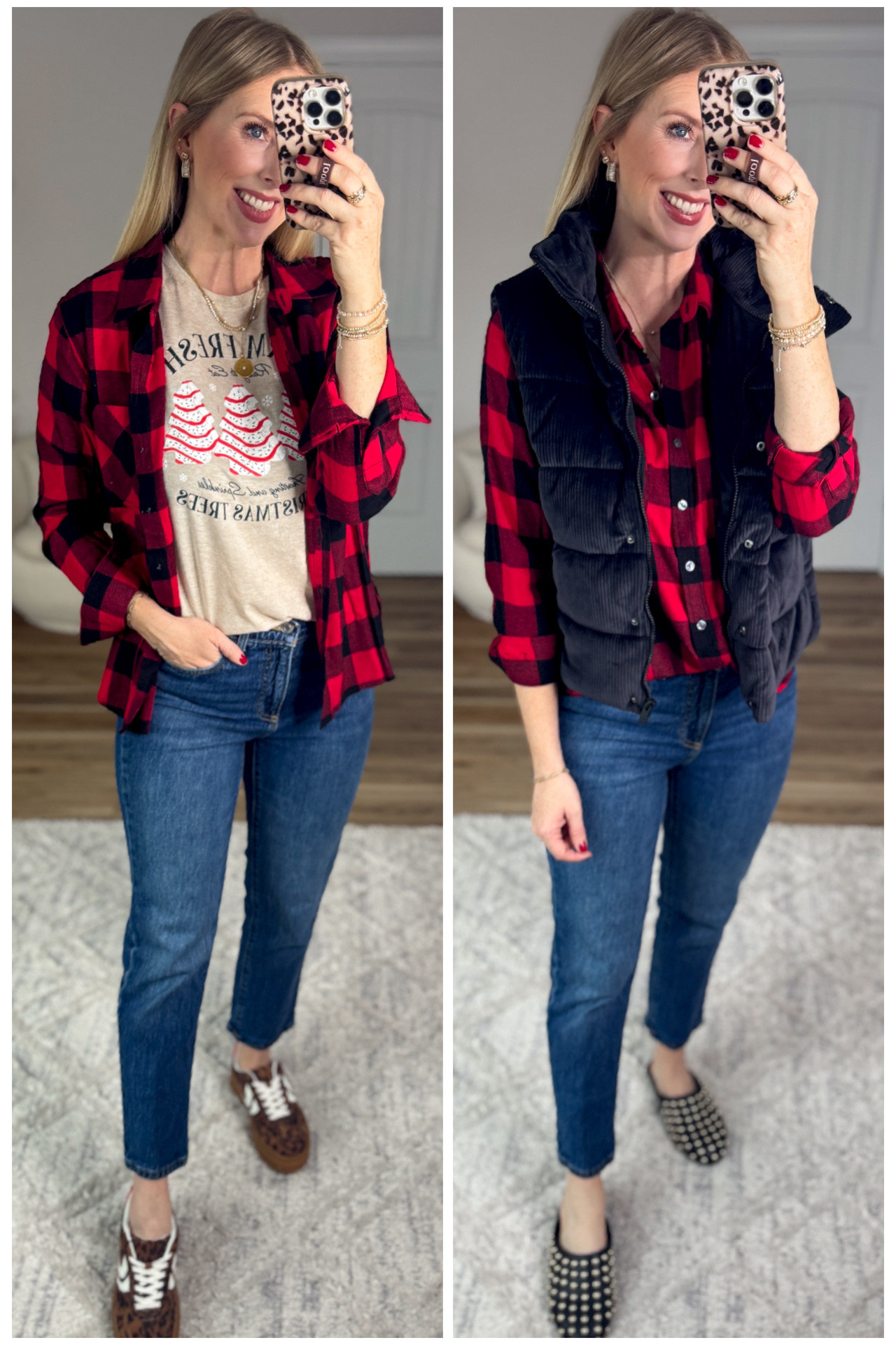 2 ways to wear this time and tru buffalo plaid flannel from Walmart! 

#LTKHoliday #LTKmomlife #LTKFindsUnder50