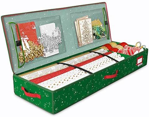 CLOZZERS Gift Wrap Organizer and Storage Box with 2 Large Pockets for Accessories and Supplies, H... | Amazon (US)