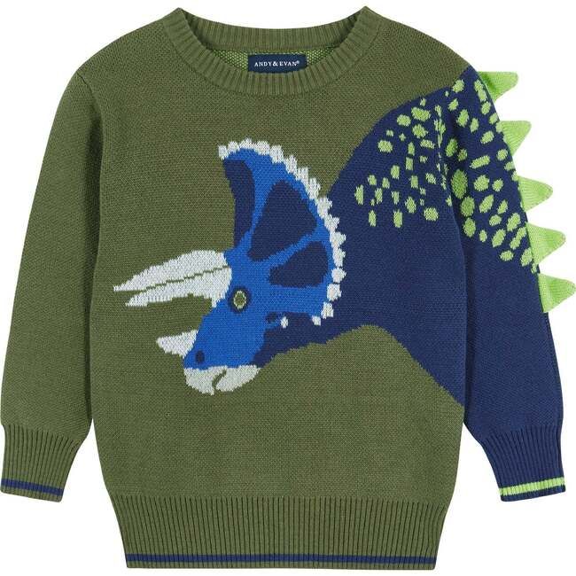 Olive Triceratops Intarsia Sweater | Maisonette