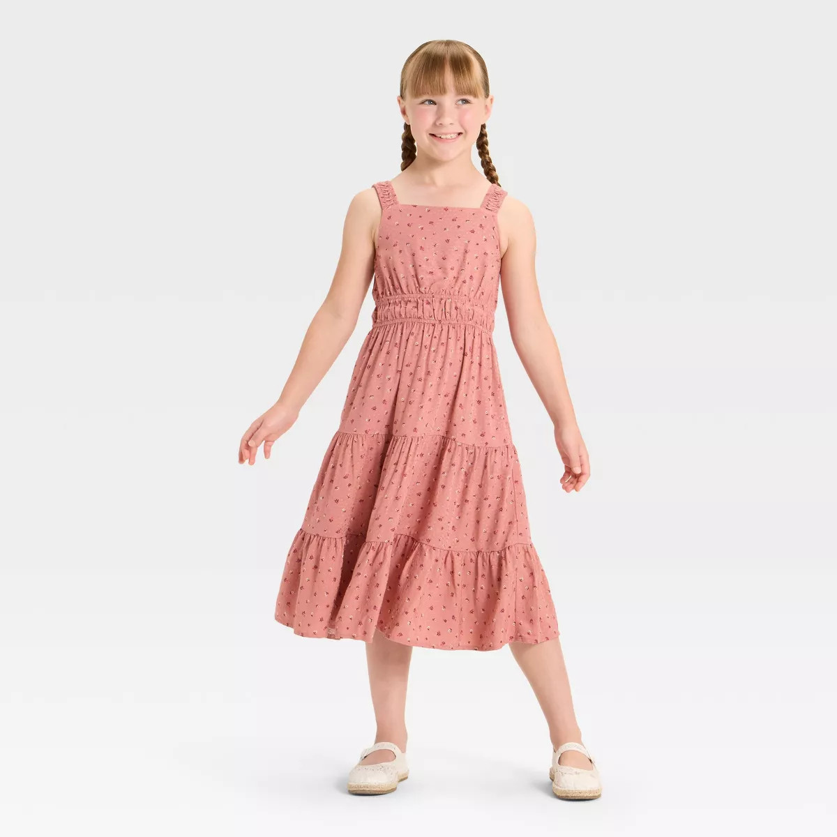 Girls' Sleeveless Woven Floral Midi Dress - Cat & Jack™ | Target
