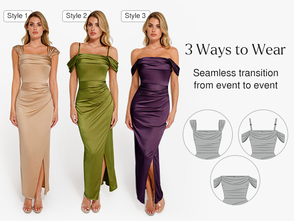 Popilush Womens Shapewear Maxi Dress Multi Way Wear Off The Shoulder Bodycon Long Cocktail Formal... | Amazon (US)