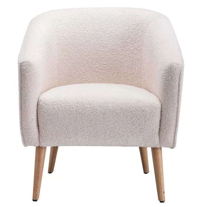 Faux Shearling Barrel Accent Chair Cream Faux Shearling - WOVENBYRD | Target