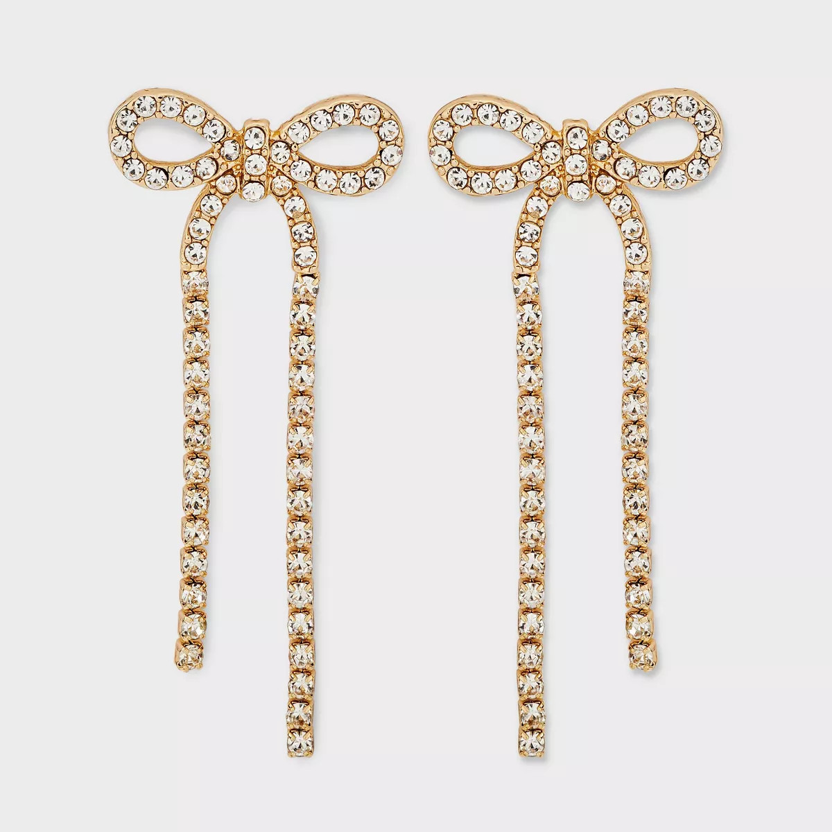 Clear Pave Bow Drop Earrings - A New Day™ Gold | Target