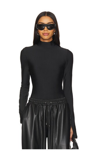 x Mona Kattan Mock Neck Bodysuit in Black | Revolve Clothing (Global)