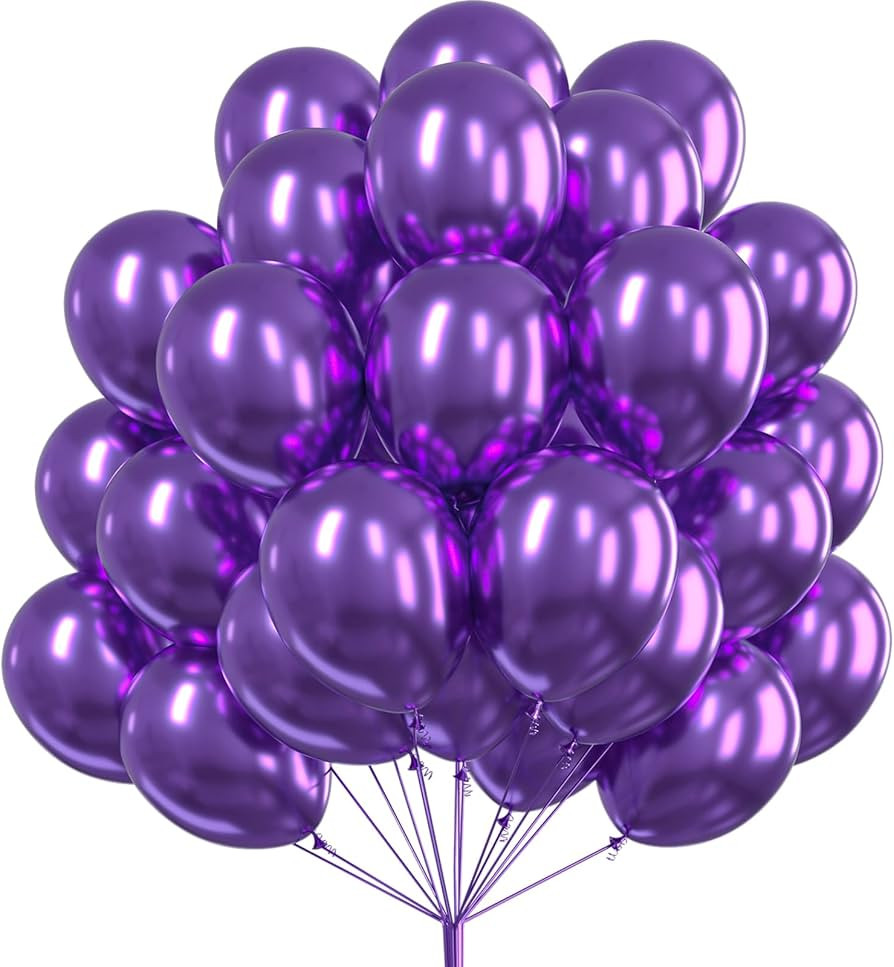 PartyWoo Metallic Purple Balloons 50pcs 12 Inch Chrome Purple Latex Helium Balloons for Mardi Gra... | Amazon (US)