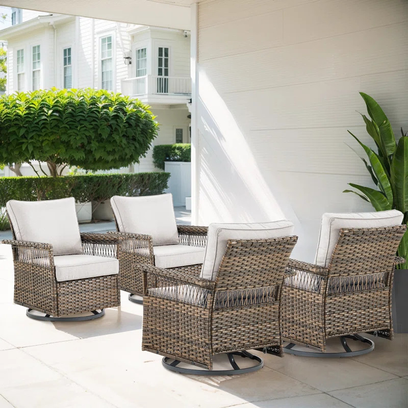 Jhania Outdoor Rocker Swivel Patio Chair with Cushions (Set of 4) | Wayfair North America