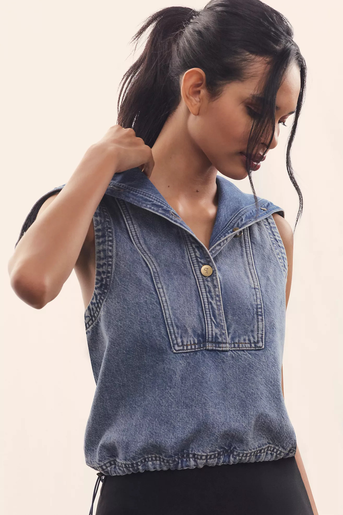 Pilcro Sleeveless Denim Popover Top | Anthropologie (US)
