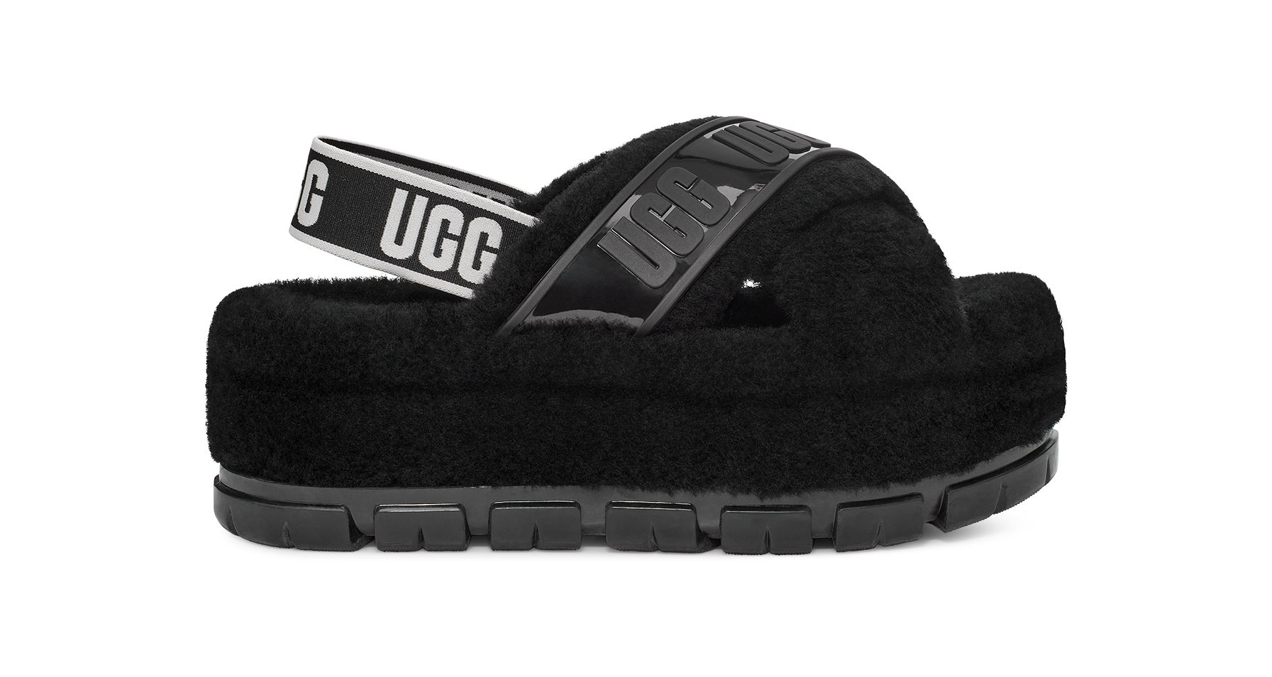 UGG Women's Fuzzita Clear Wool Blend Slippers in Black, Size 10 | UGG (US)