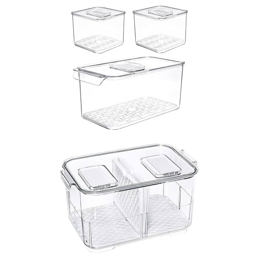 SANNO Produce Saver Containers for Refrigerator, Food Fruit Vegetables storage Produce Saver Frid... | Amazon (US)