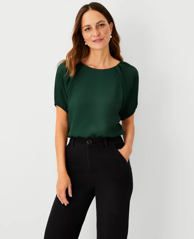 Pleat Neck Top | Ann Taylor (US)