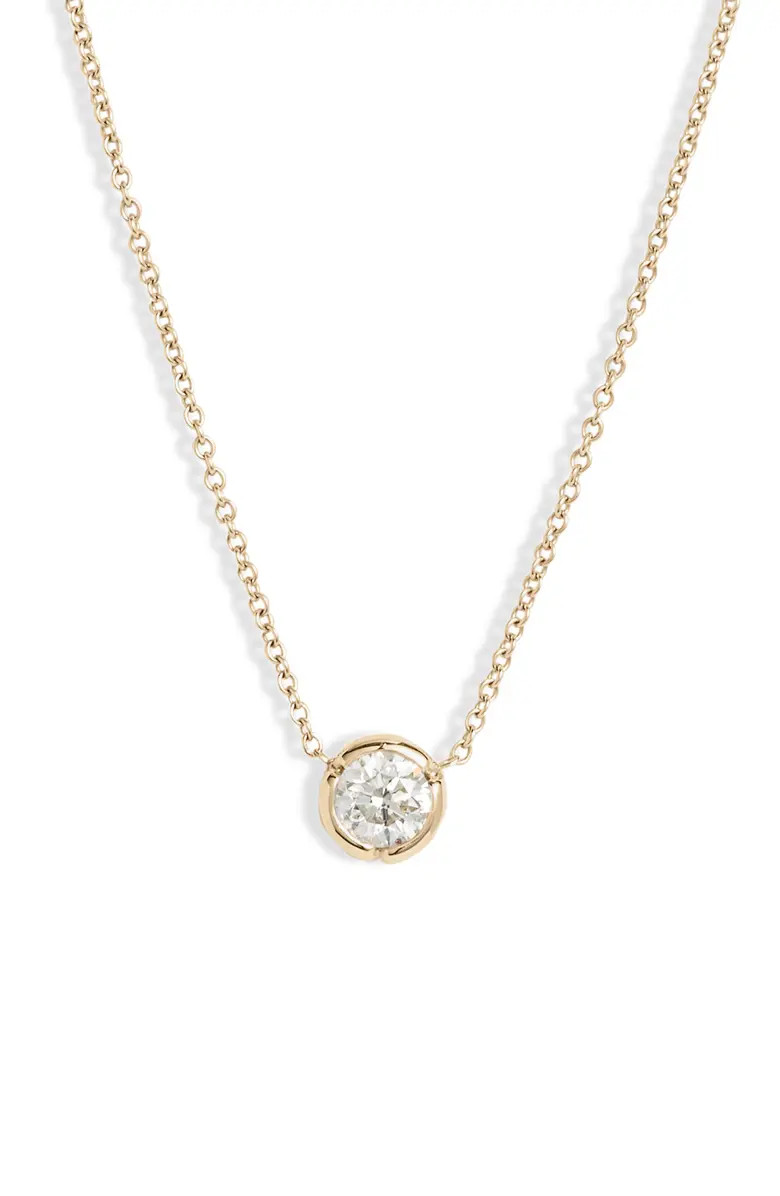Large Bezel Diamond Solitaire Necklace | Nordstrom