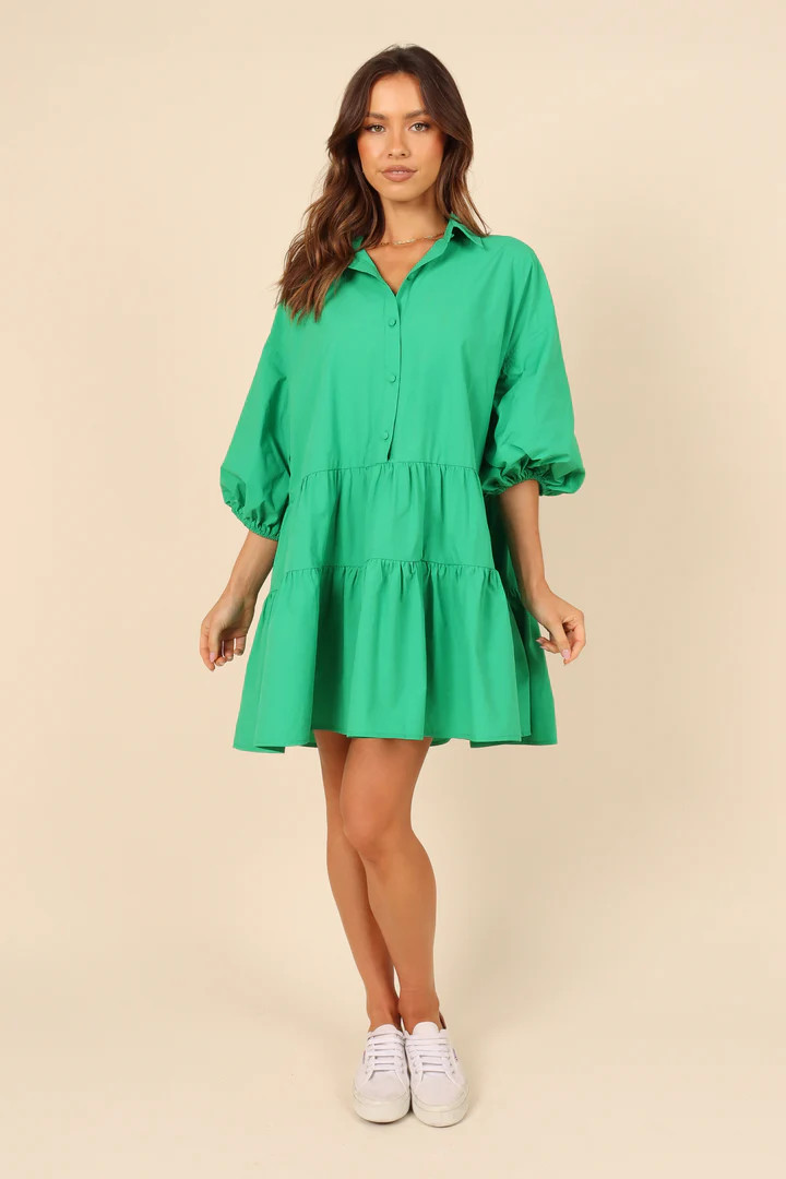 Ryley Tier Mini Dress - Green | Petal & Pup (US)