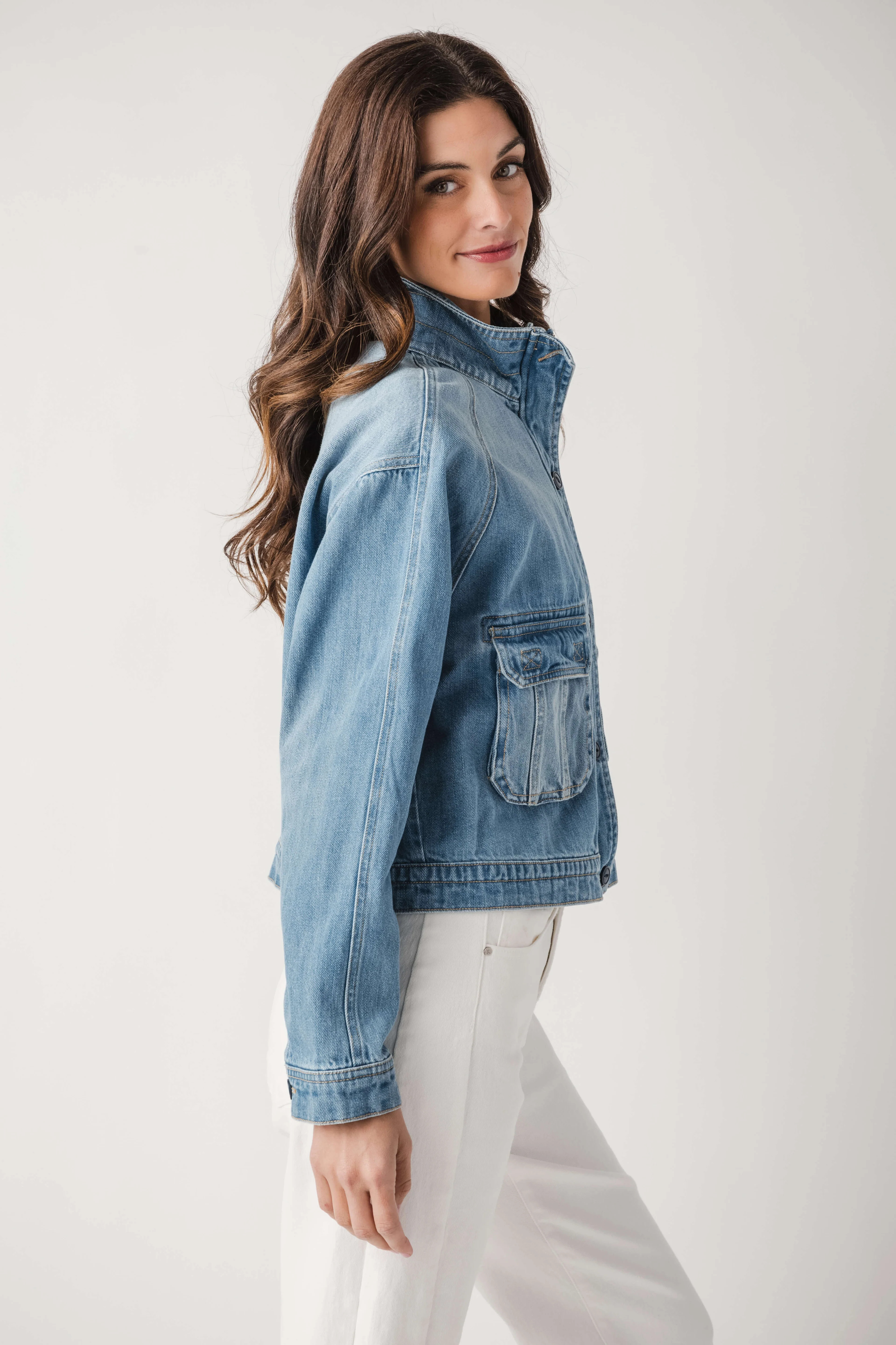 Risen Pocket Detail Denim Jacket | Social Threads