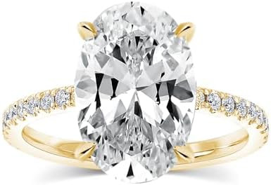 3.5ct Solitaire Oval Engagement Ring for Women,14K Gold Plated 925 Sterling Silver Cubic Zirconia... | Amazon (US)