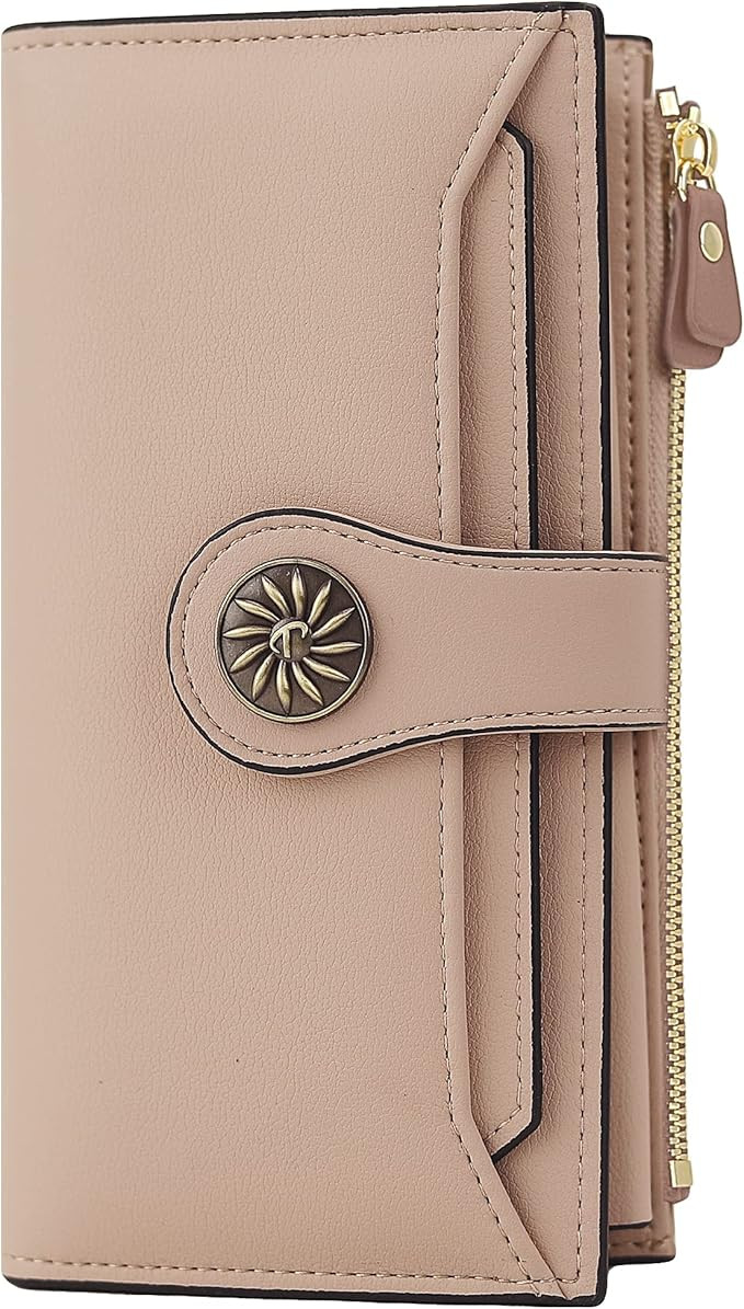 Travelambo Womens RFID Blocking Large Capacity Luxury Waxed Genuine Leather Clutch Wallet Multi C... | Amazon (US)