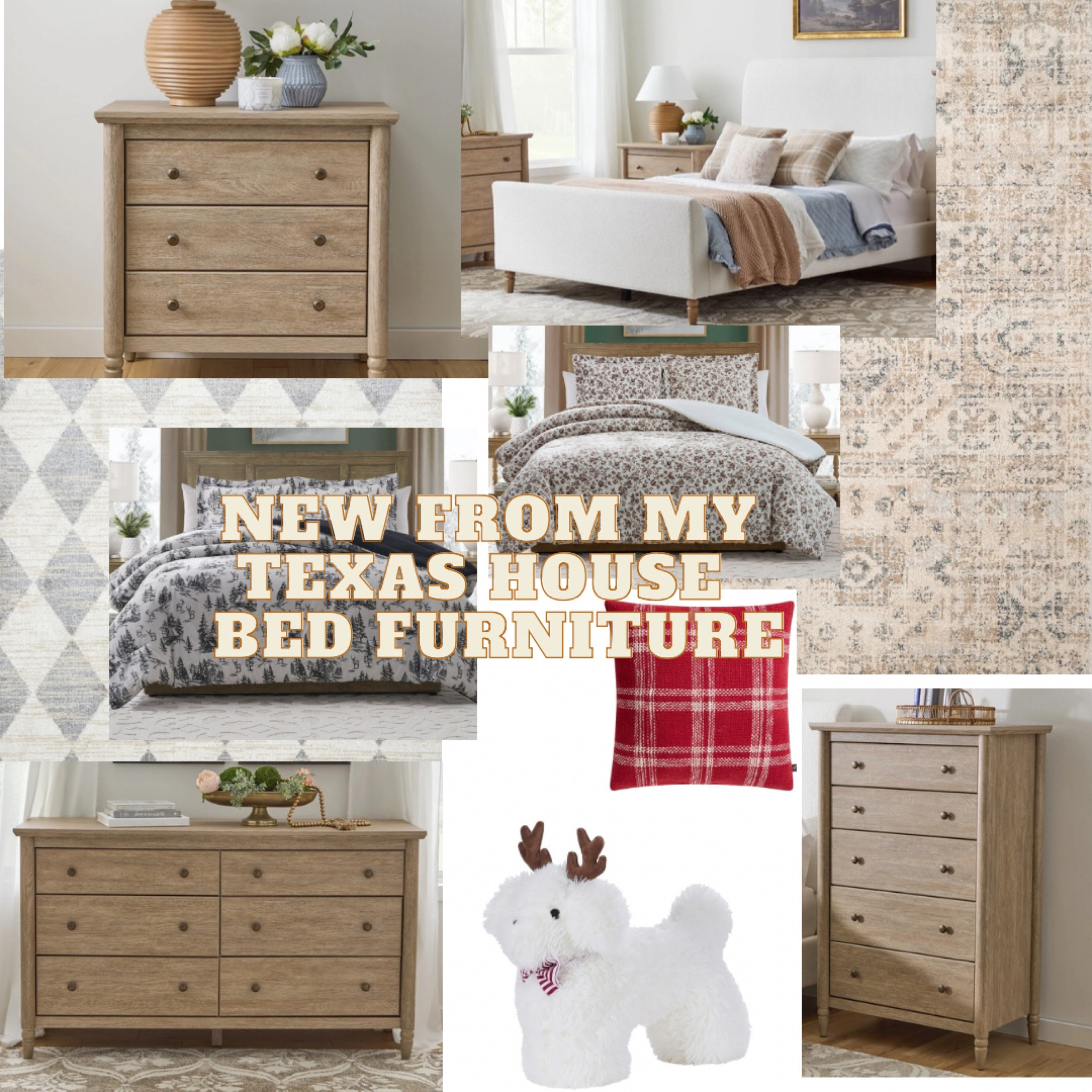 New bedroom furniture from my Texas house at Walmart. High boy dresser, night stands and 6 drawer dresser. Linen bed frame, Christmas bedding and pillows. Pre order furniture now!

#LTKHoliday #LTKHome #LTKSeasonal