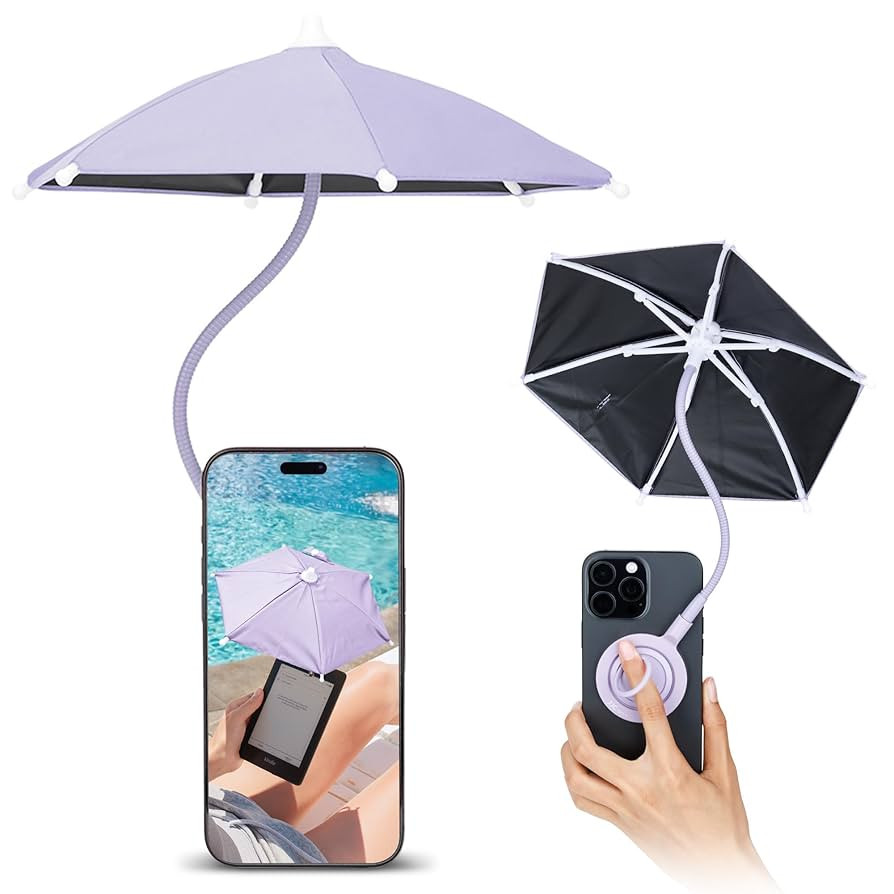 UPF 45+ Magnetic Phone Umbrella with Black Anti-UV Coating,Mini Tanning Phone Sun Shade Shield fo... | Amazon (US)