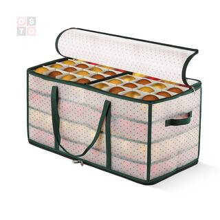 OSTO 26 in. Green Vinyl Plastic Ornament Storage Box (128-Ornaments) | The Home Depot