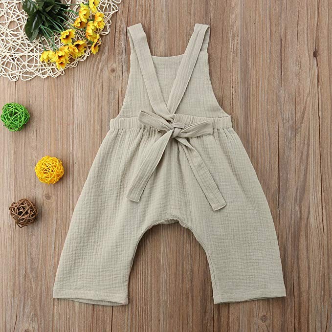 Wiwiane Baby Girl Sleeveless Ruffle Romper Jumpsuit Backless Playsuit Outfit Overalls | Amazon (US)