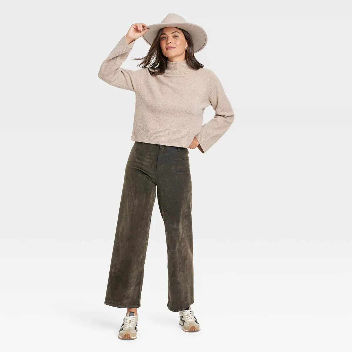 Women's High-Rise Flocked Sailor Wide Leg Ankle Jeans - Universal Thread™ Olive Green | Target