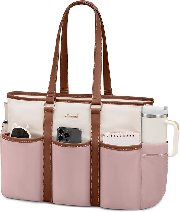 LOVEVOOK Tote Bag for Women Work With Large Cup Holder, 15.6 Inch Laptop Bag, Utility Everything ... | Amazon (US)