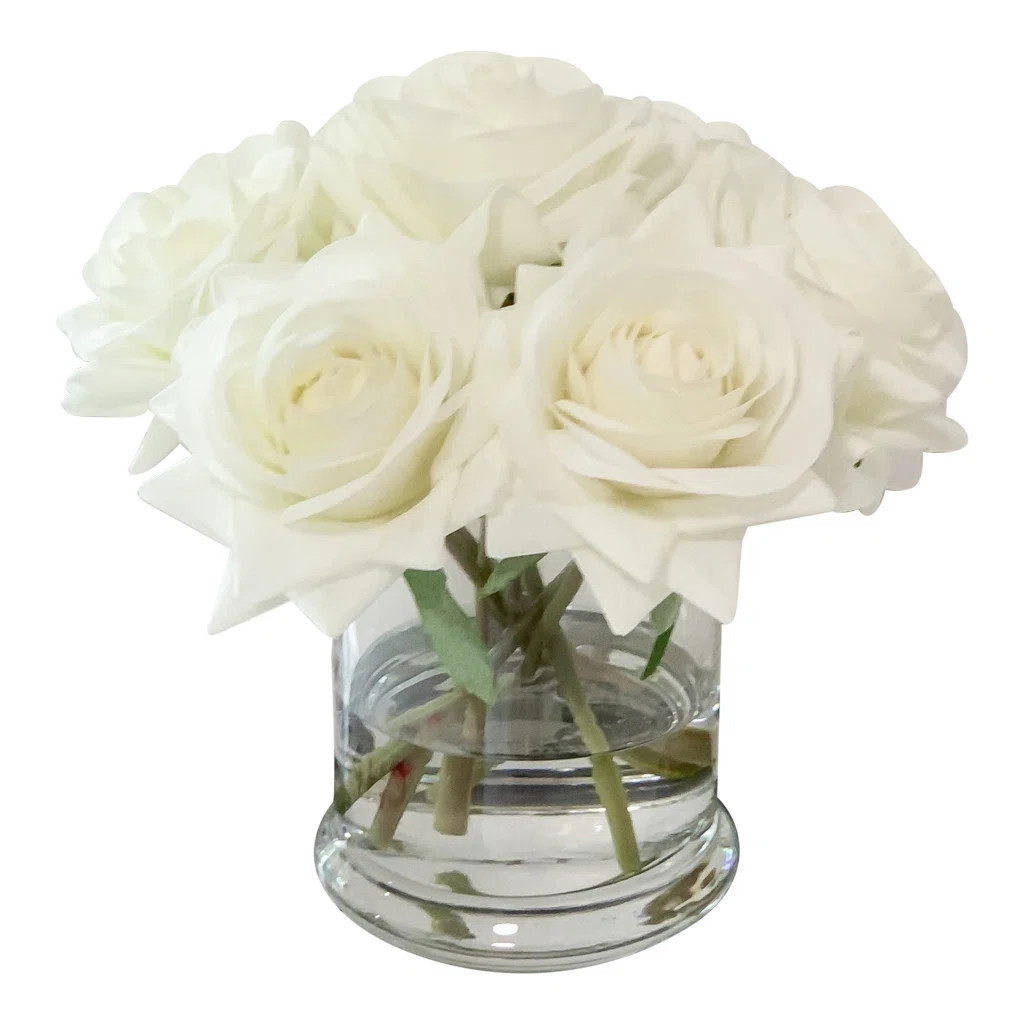 Latitude Run® Real Touch Roses Floral Arrangements in Glass Vase & Reviews | Wayfair | Wayfair North America