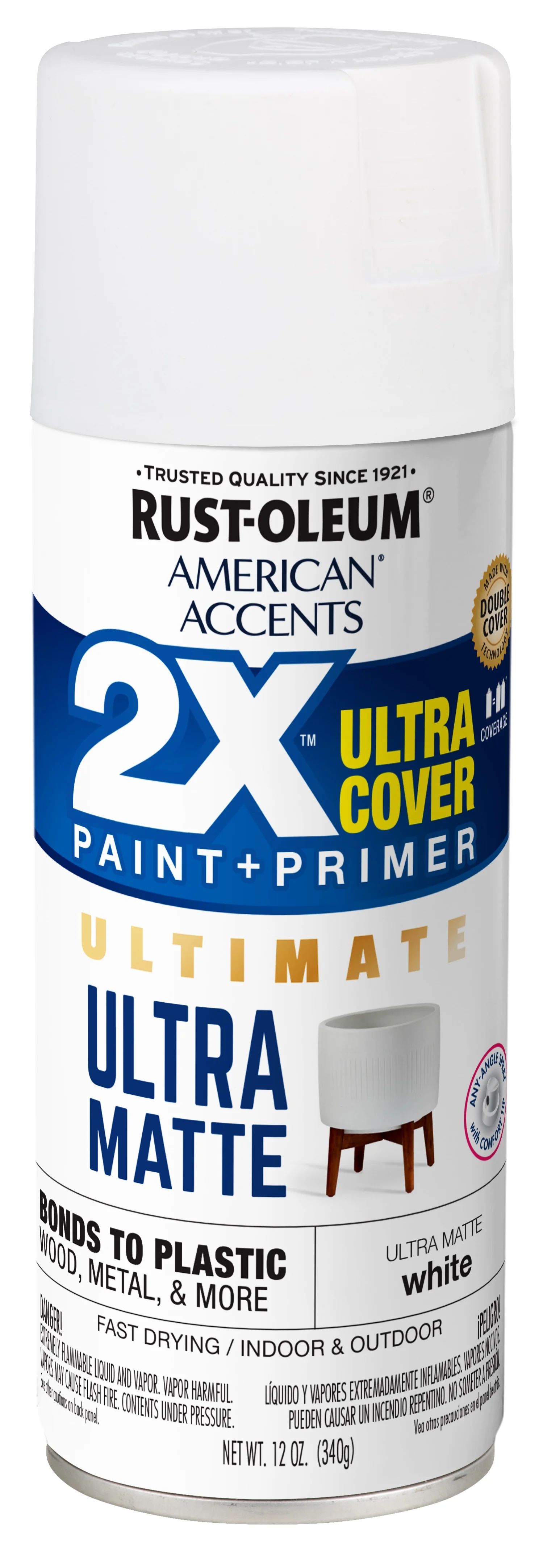 White, Rust-Oleum American Accents 2X Ultra Cover Ultra Matte Spray Paint, 12 oz - Walmart.com | Walmart (US)