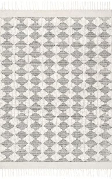 Gray Fractal Diamond Wool Area Rug | Rugs USA